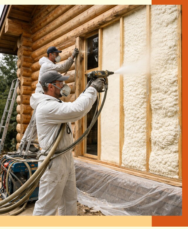 Утепление деревянного дома ППУ в Одинцово от 4350 руб/м2 | ТепломастерДнц — под ключ