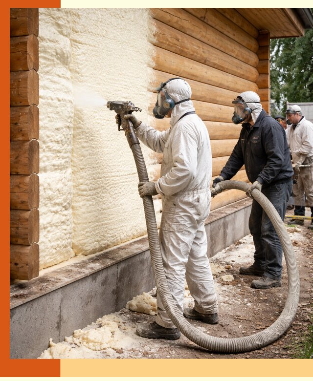 Утепление дома из бруса пенополиуретаном в Одинцово