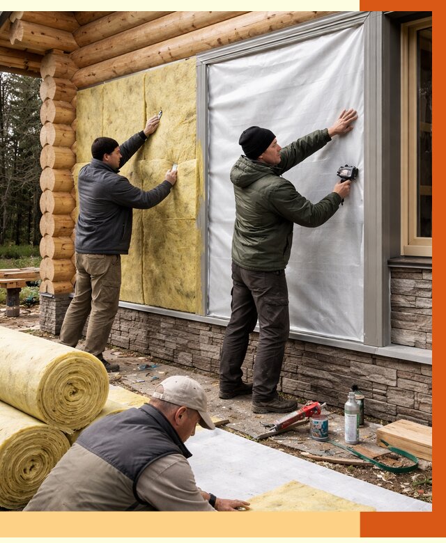 Утепление бревенчатого дома в Одинцово от 7922 руб/м2 — заказать под ключ | ТепломастерДнц