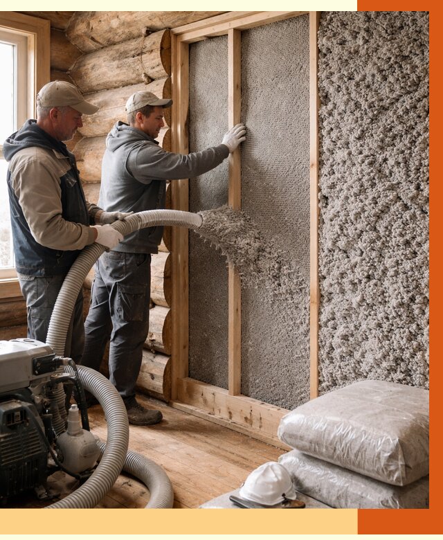 Утепление бревенчатого дома эковатой в Одинцово от 2848 руб. | ТепломастерДнц