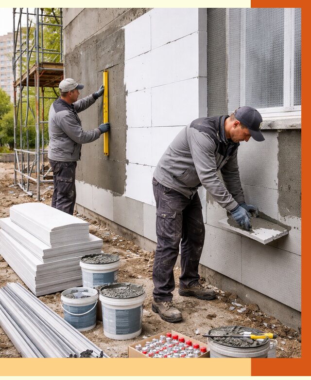 Утепление фасада и стен снаружи в Одинцово от 4350 руб. | ТепломастерДнц