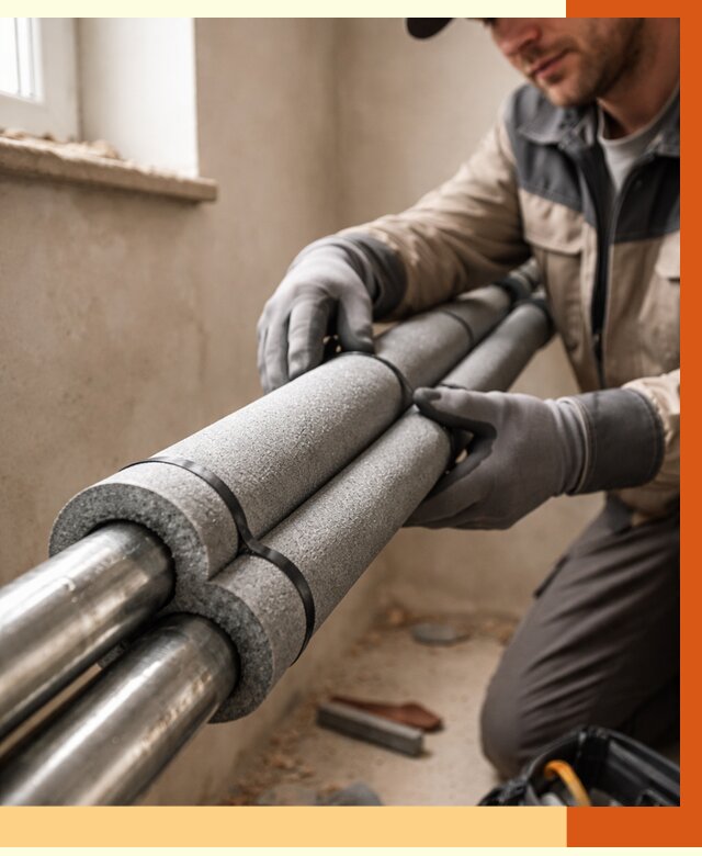 Утепление труб отопления в Одинцово от 2951 руб. за м² — услуги под ключ | ТепломастерДнц