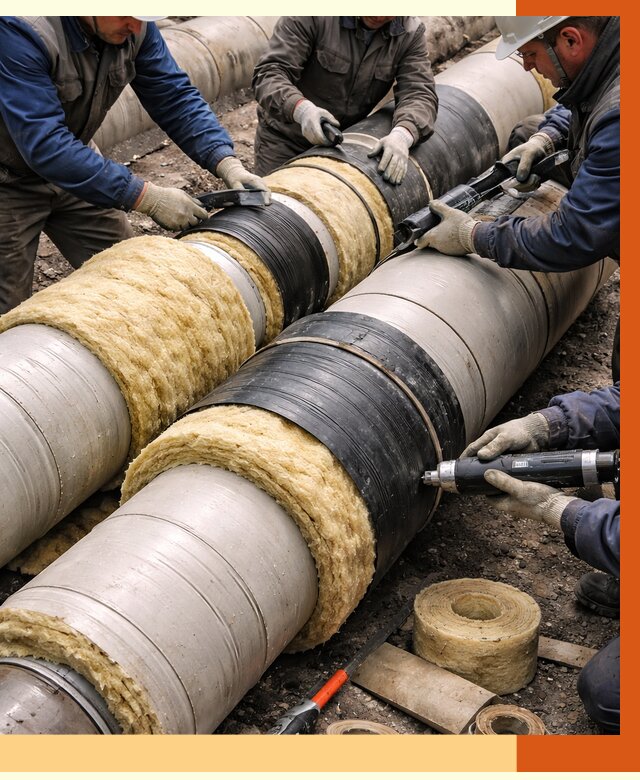 Утепление трубопровода в Одинцово под ключ от 1916 руб. — надежно и выгодно | ТепломастерДнц