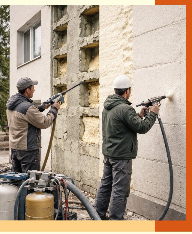 Заполнение пустот фасада в Одинцово от 4660 руб. — утепление пустот облицовки | ТепломастерДнц