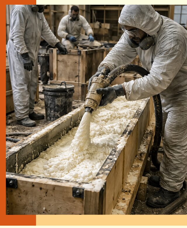 Заливка пенополиуретана в формы для утепления в Одинцово